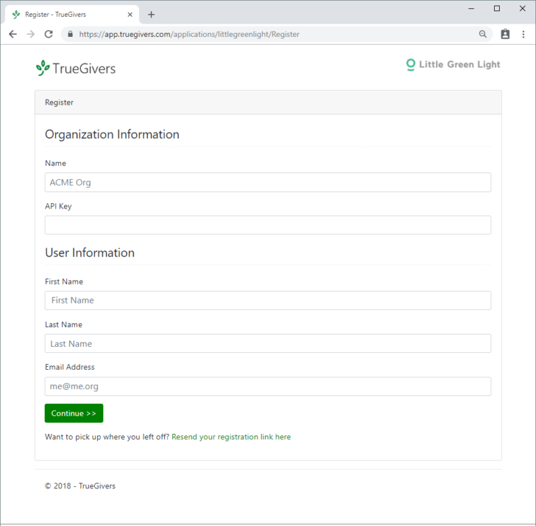 Little Green Light Process TrueGivers