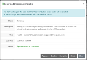 The Invalid Address Identified Task - A Data Stewardship Task